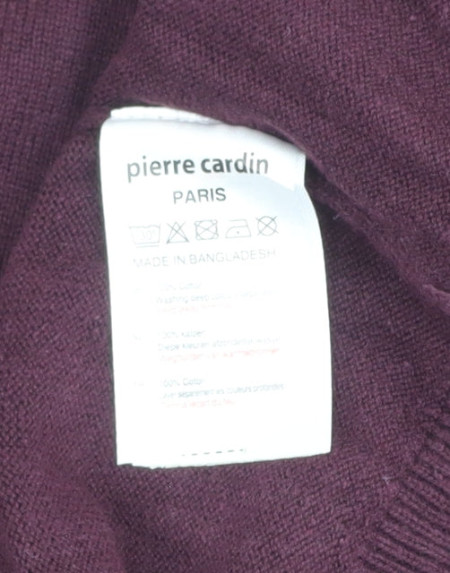 Pierre Cardin Men's Purple Cotton Crew Neck Jumper M