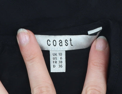 Coast Women's Black Sleeveless Crew Neck Viscose Blouse UK 10