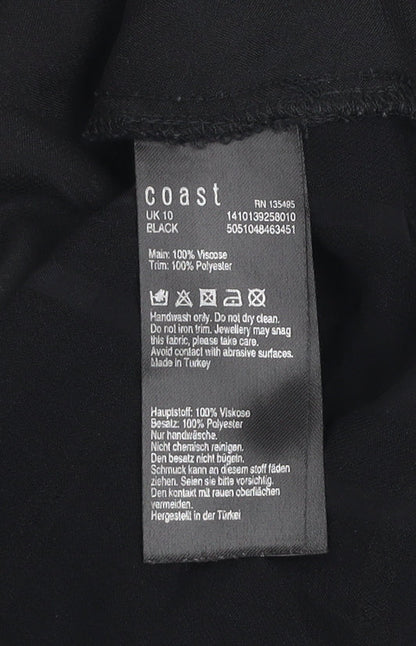 Coast Women's Black Sleeveless Crew Neck Viscose Blouse UK 10