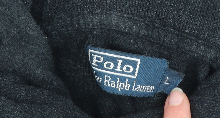 Ralph Lauren Men Black Henley Cotton Jumper L Regular Fit