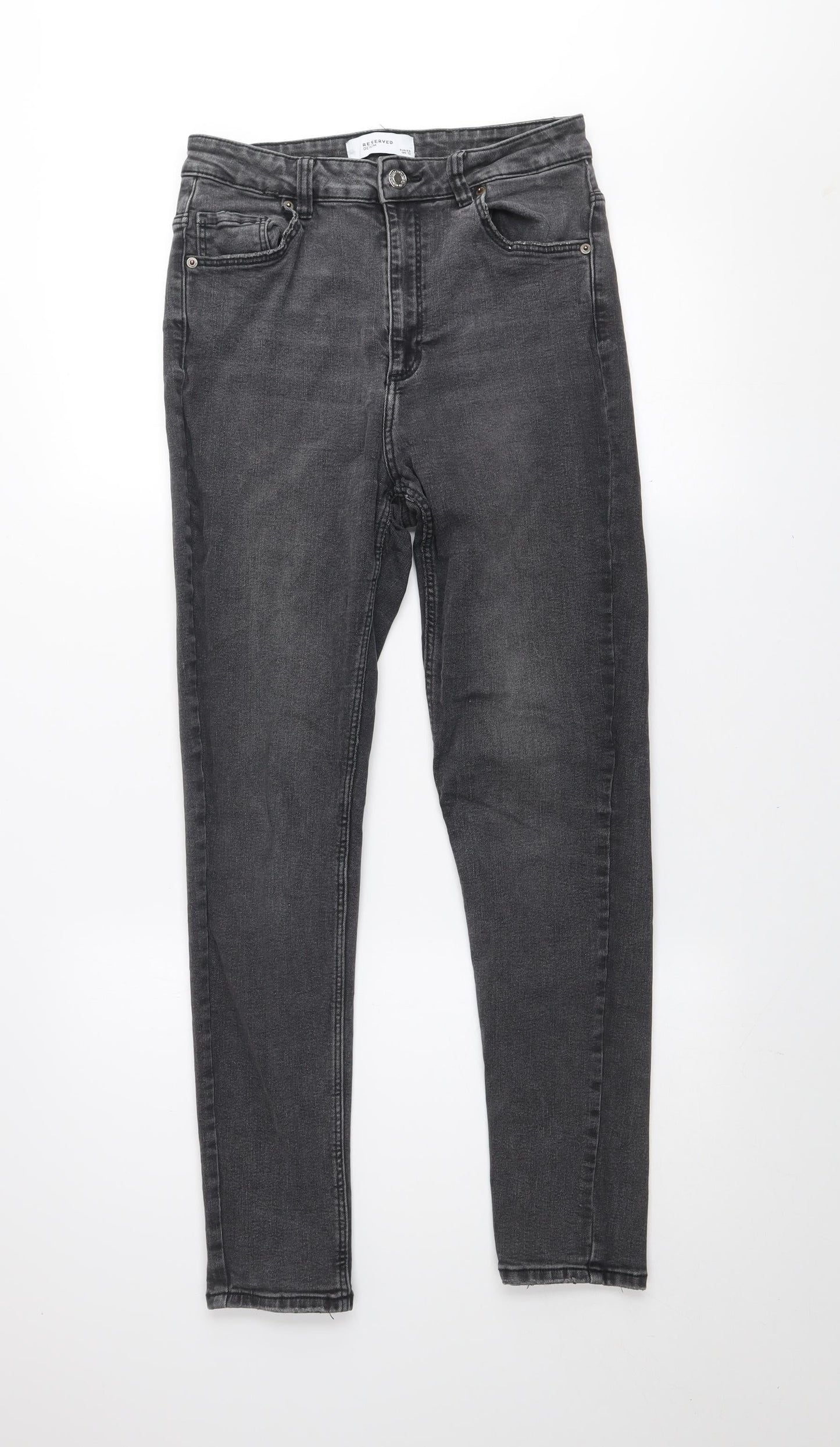 Unisex Adultss UK Size 12 RESERVED Slim Fit Skinny Grey Jeans