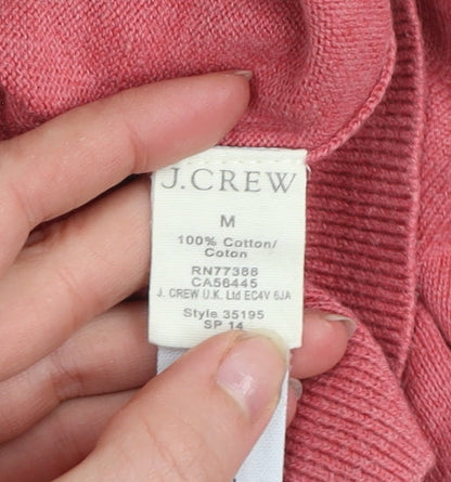 J.Crew Men’s Pink V-Neck Cotton Jumper Size M Classic Knit Pullover