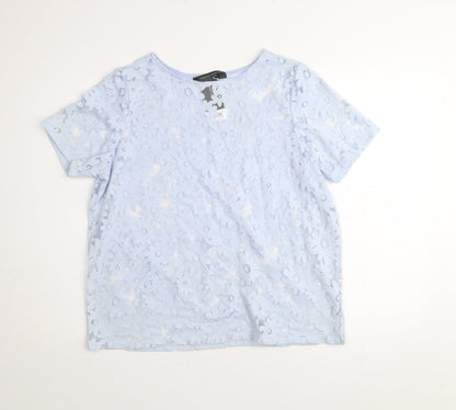 Womens UK Size 14 Dorothy Perkins Blue Basic T-Shirt