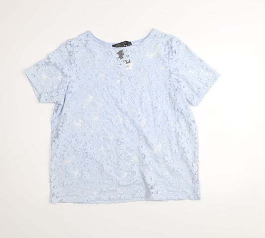 Womens UK Size 14 Dorothy Perkins Blue Basic T-Shirt