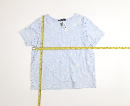 Womens UK Size 14 Dorothy Perkins Blue Basic T-Shirt