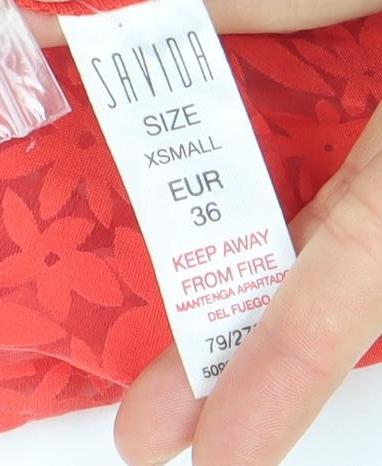 Womens UK Size XS Savida Red Tunic Blouse