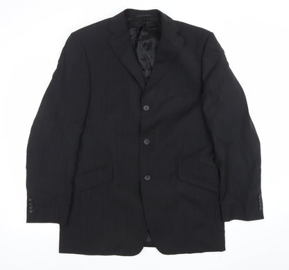 Father & Sons Men's Black Wool Cashmere Suit Jacket Size 54 Regular