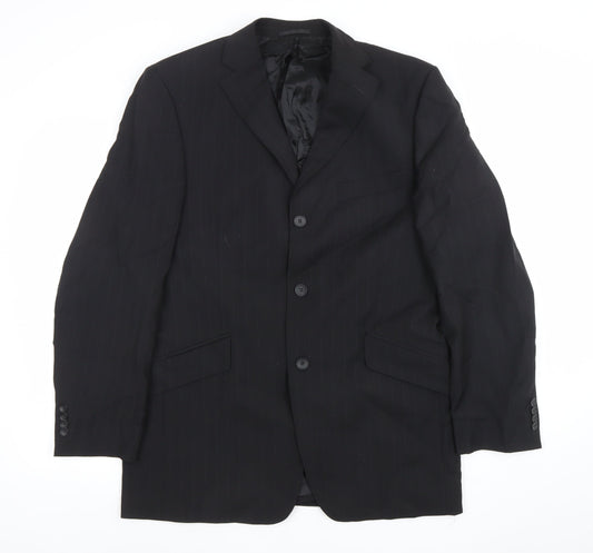 Father & Sons Men's Black Wool Cashmere Suit Jacket Size 54 Regular