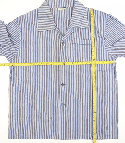 Dunnes Stores Men's Blue Striped Cotton Long Sleeve Pyjama Top XL