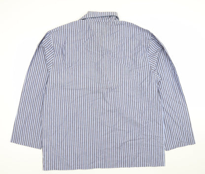 Dunnes Stores Men's Blue Striped Cotton Long Sleeve Pyjama Top XL