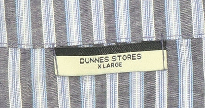 Dunnes Stores Men's Blue Striped Cotton Long Sleeve Pyjama Top XL
