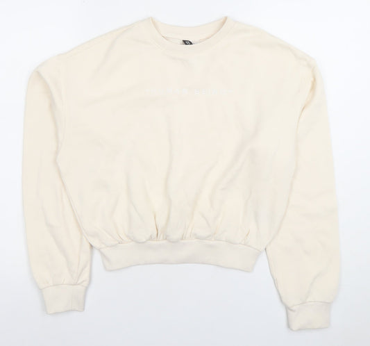 DIVIDED Women Beige XS Pullover Crew Neck Sweatshirt