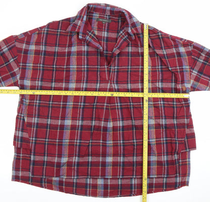 French Connection Women's Red Plaid Cotton Tunic Shirt Medium