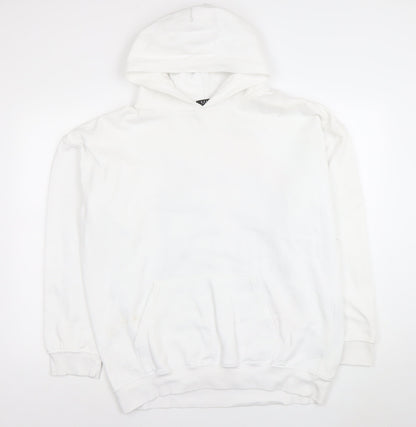 Mens UK Size M boohooMAN White Pullover Hoodie