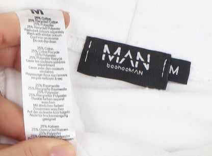 Mens UK Size M boohooMAN White Pullover Hoodie