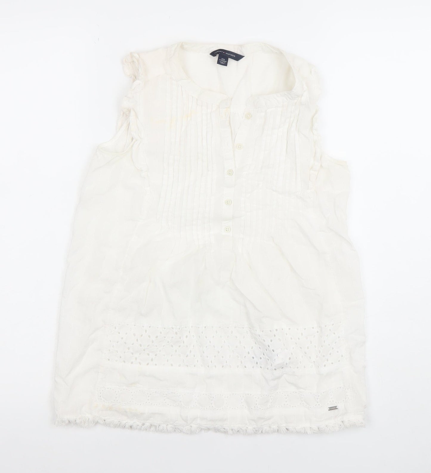 Womens UK Size 2XS Tommy Hilfiger White Tunic Blouse