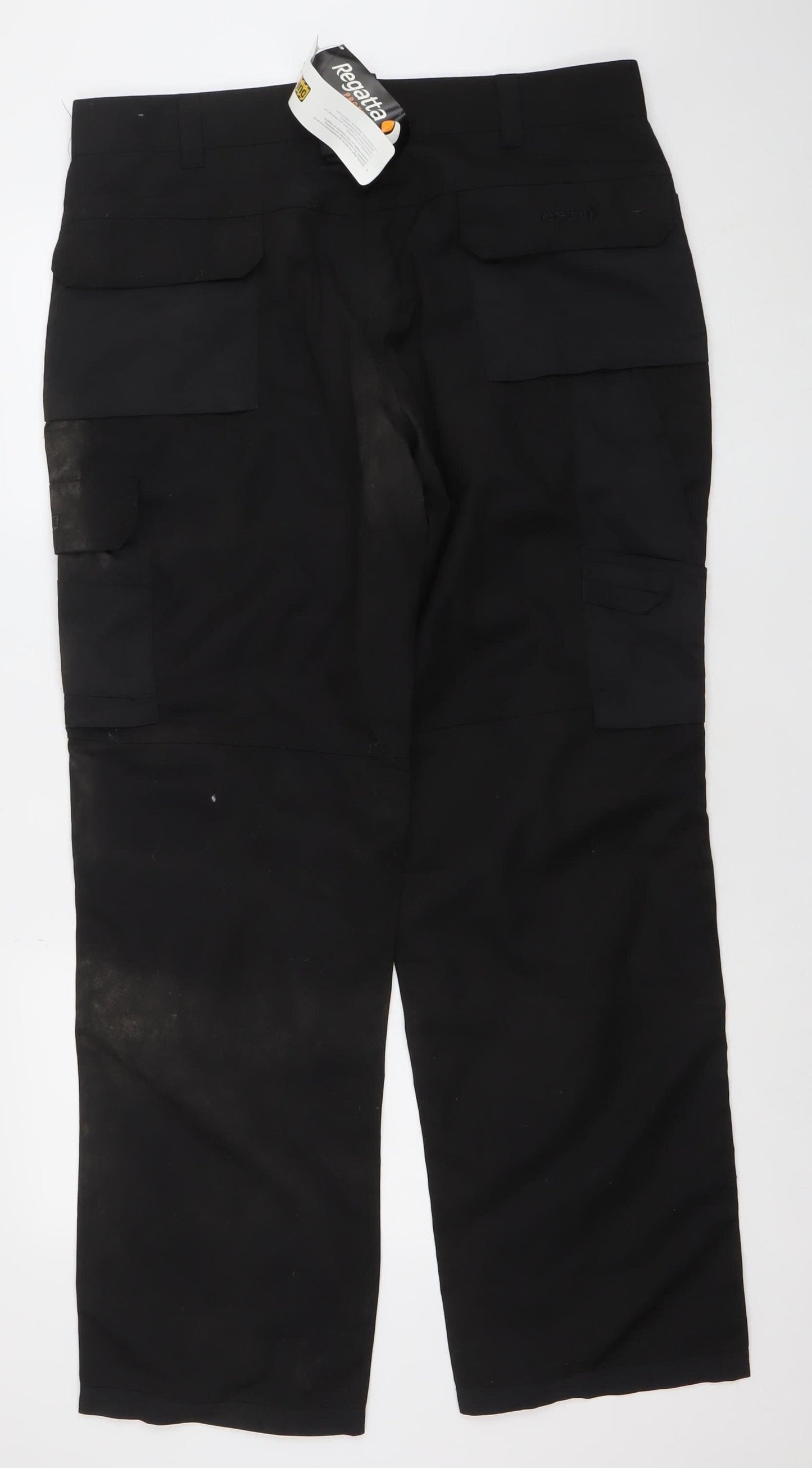 Regatta Mens Black Cargo Work Trousers 36in Regular Fit Polyester Cotton