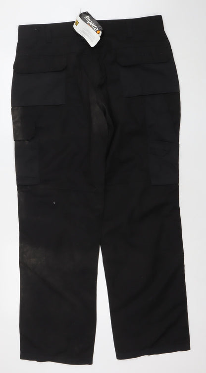 Regatta Mens Black Cargo Work Trousers 36in Regular Fit Polyester Cotton
