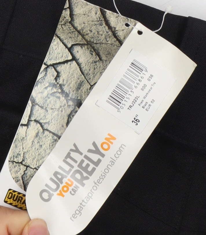 Regatta Mens Black Cargo Work Trousers 36in Regular Fit Polyester Cotton