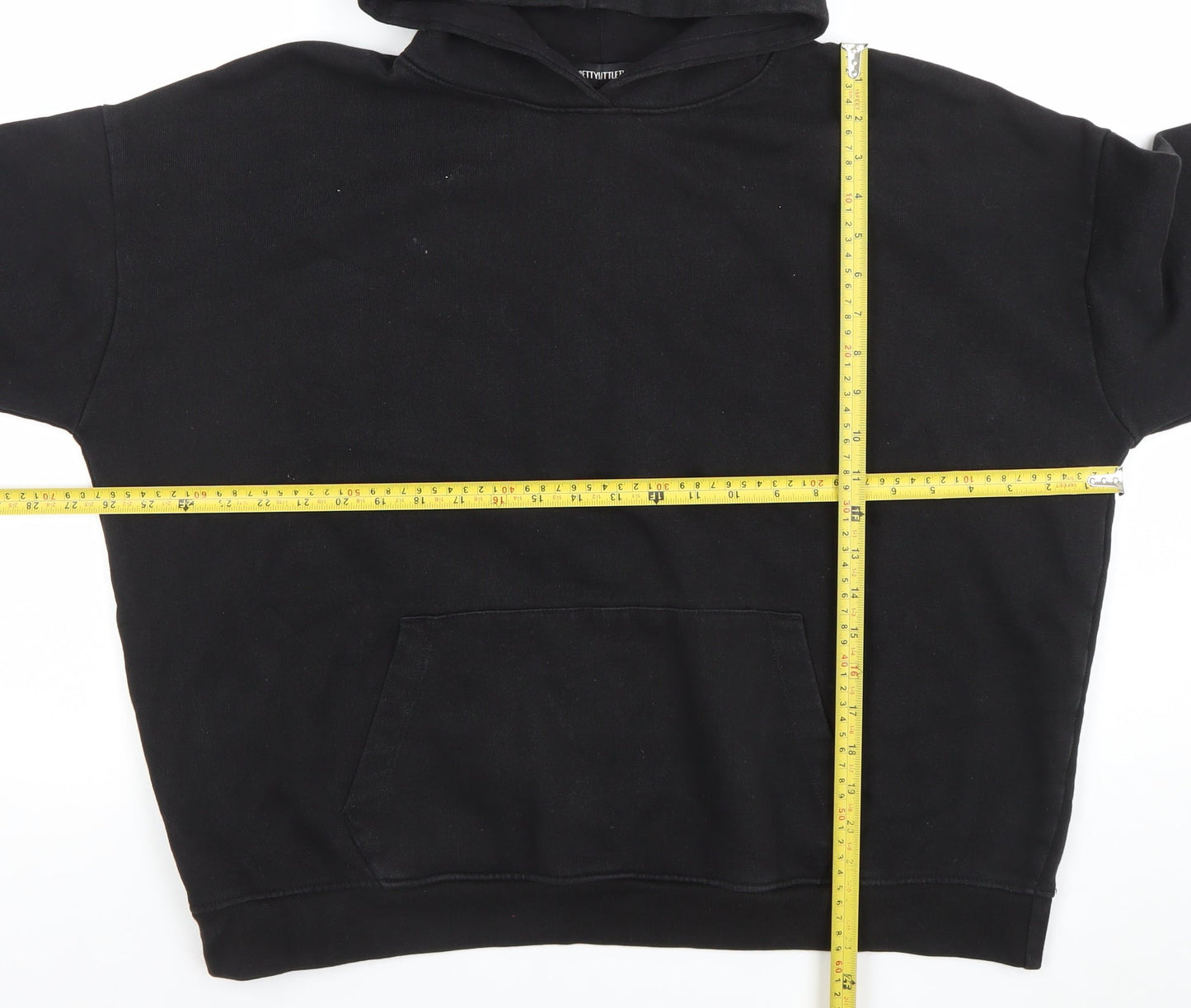 Mens UK Size M PRETTYLITTLETHING Black Pullover Hoodie