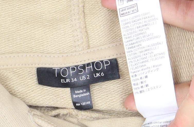 Womens UK Size 6 Topshop Beige Pullover Hoodie