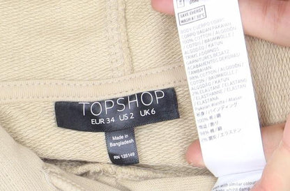 Womens UK Size 6 Topshop Beige Pullover Hoodie