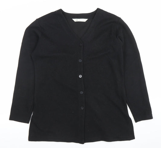BHS Womens Black V-Neck Long Sleeve Cotton Cardigan Size 12