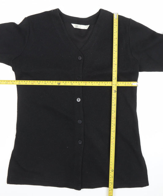 BHS Womens Black V-Neck Long Sleeve Cotton Cardigan Size 12