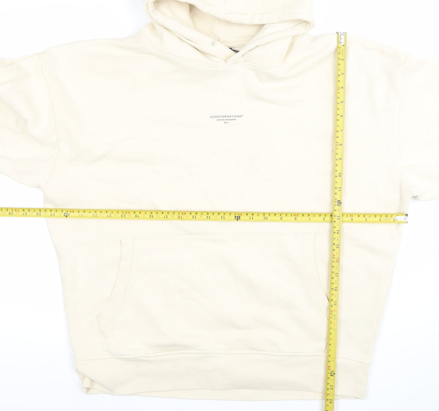 Womens UK Size XL Good For Nothing Ivory Pullover Hoodie