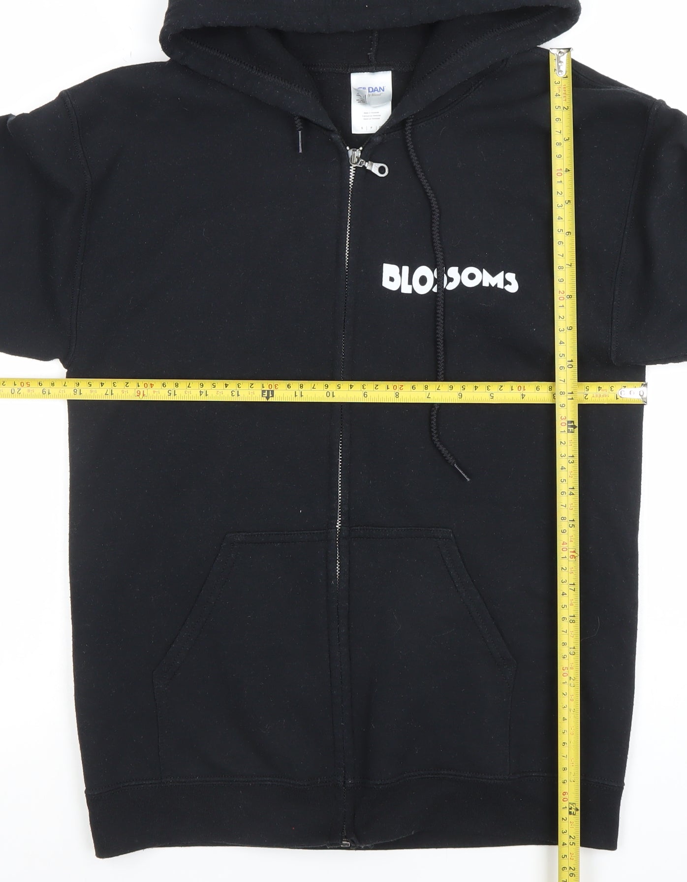 Womens UK Size S Gildan Black Full Zip Hoodie