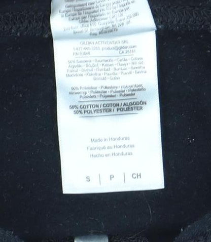 Womens UK Size S Gildan Black Full Zip Hoodie