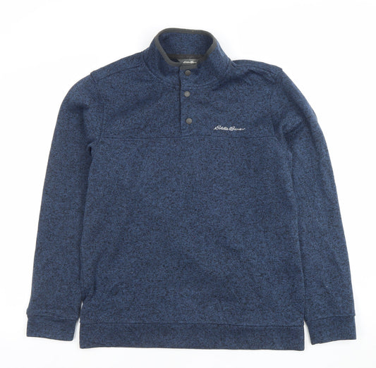 Mens UK Size M Eddie Bauer Blue Henley Sweatshirt