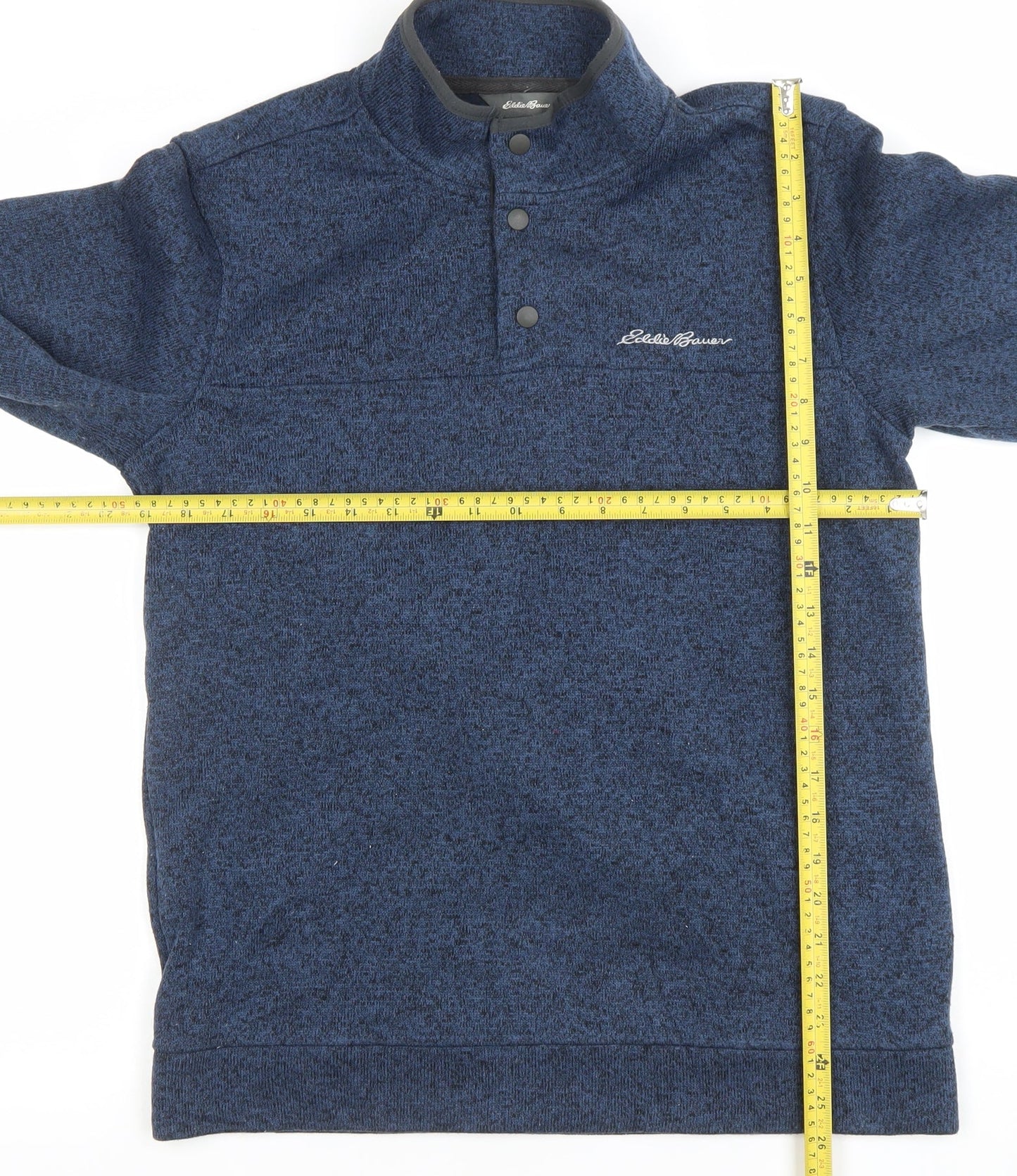 Mens UK Size M Eddie Bauer Blue Henley Sweatshirt