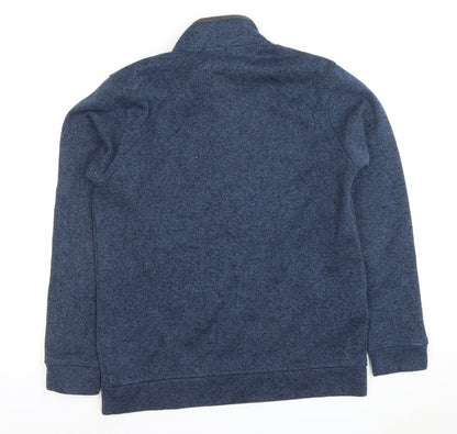 Mens UK Size M Eddie Bauer Blue Henley Sweatshirt