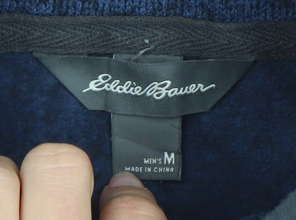Mens UK Size M Eddie Bauer Blue Henley Sweatshirt