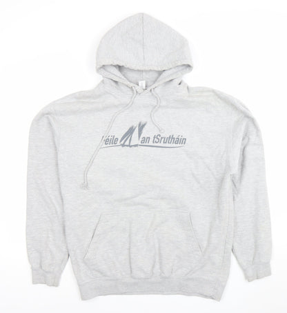 Mens UK Size L Just Hoods Grey Pullover Hoodie