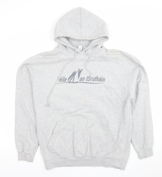 Mens UK Size L Just Hoods Grey Pullover Hoodie