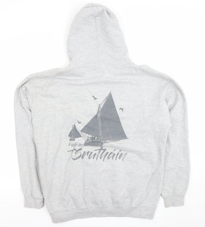 Mens UK Size L Just Hoods Grey Pullover Hoodie