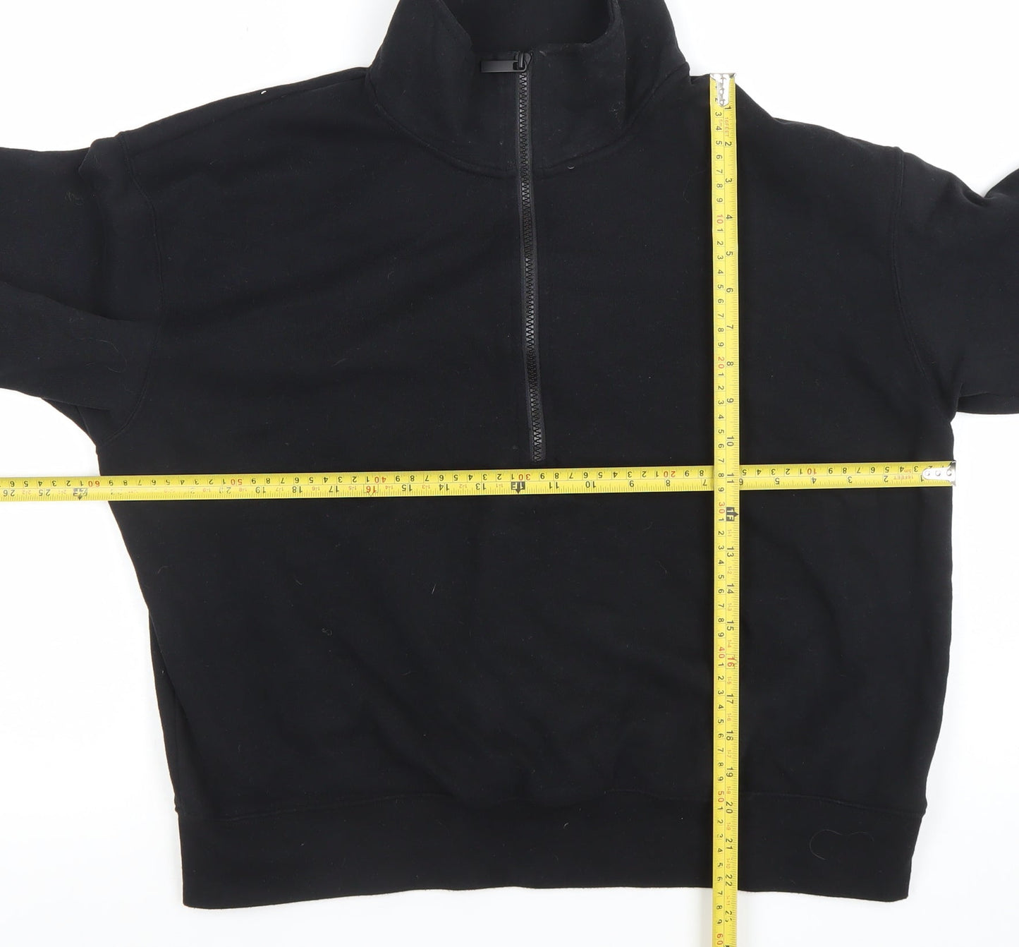 Dunnes Women Black 1/2 Zip Pullover Sweatshirt Size L Cotton Blend