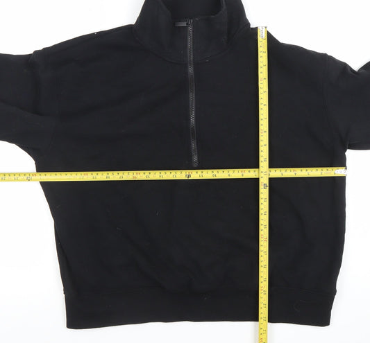 Dunnes Women Black 1/2 Zip Pullover Sweatshirt Size L Cotton Blend