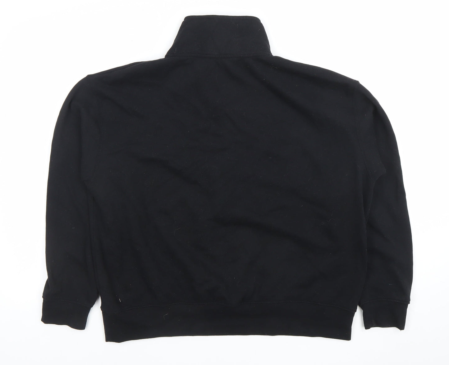 Dunnes Women Black 1/2 Zip Pullover Sweatshirt Size L Cotton Blend