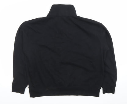 Dunnes Women Black 1/2 Zip Pullover Sweatshirt Size L Cotton Blend
