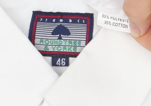 Mens UK Collar Size 46 Roundtree & Yorke Smart White  Dress Shirt