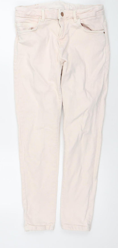 Zara Women Ivory Regular Fit Mid Rise Straight Leg Jeans Size 12