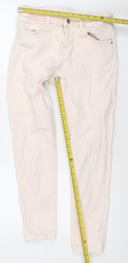 Zara Women Ivory Regular Fit Mid Rise Straight Leg Jeans Size 12