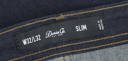 Denim Co. Men's Blue Slim Fit Jeans W32 L32 Dark Wash Denim
