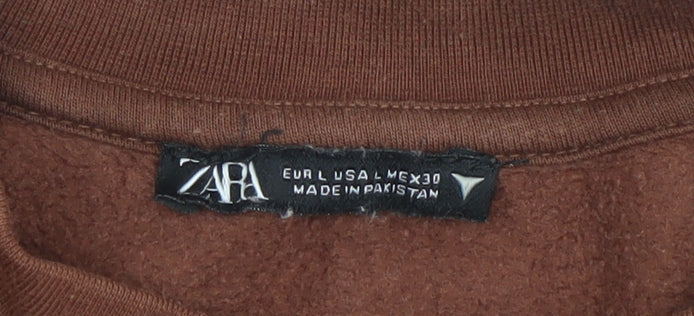 Womens UK Size L Zara Brown Pullover Sweatshirt