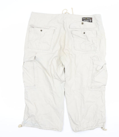 Smith and Jones Men's Beige Cargo Shorts Size 34 Cotton Drawstring