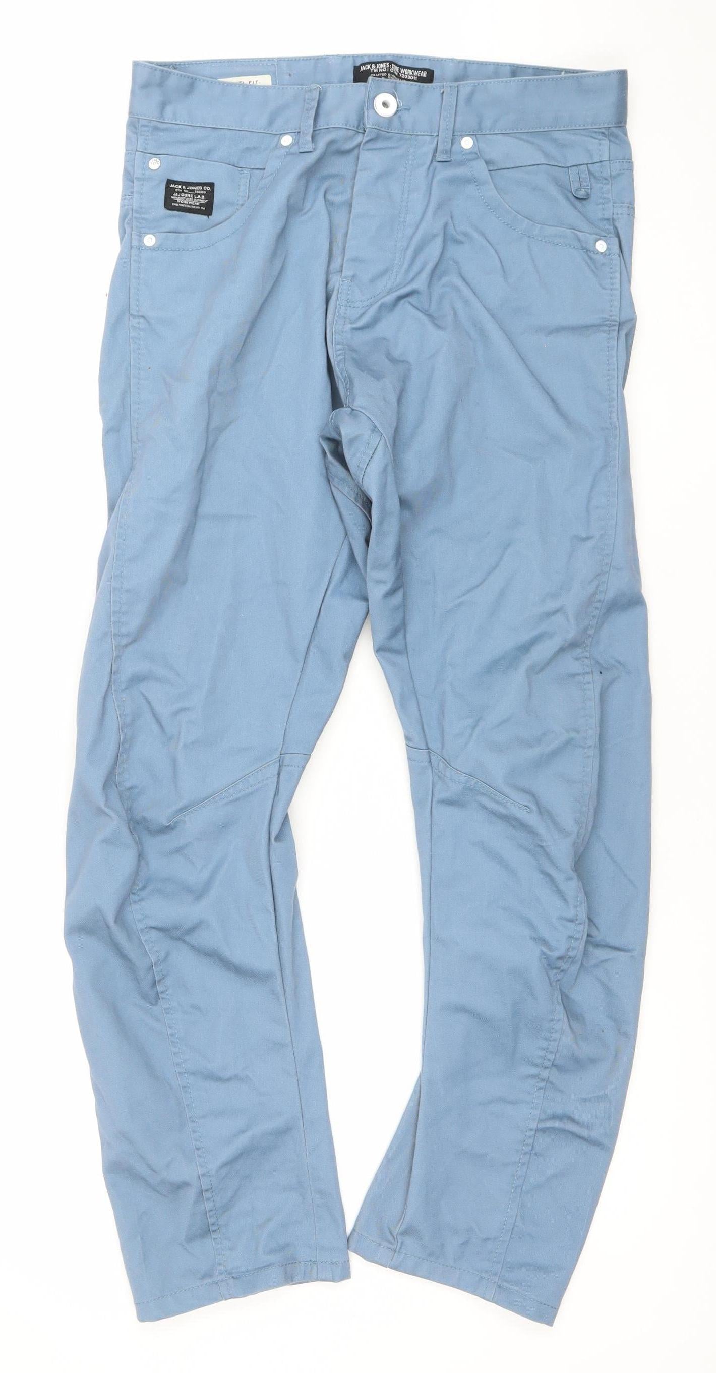 Jack & Jones Men's Blue Slim Straight Jeans Size 33x32 Cotton Denim