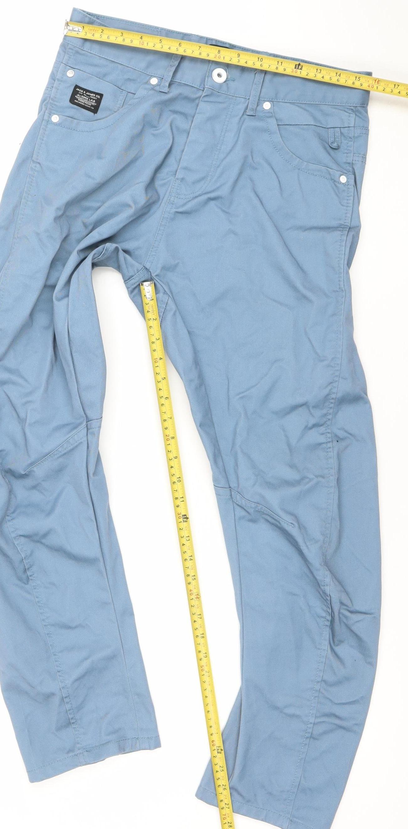 Jack & Jones Men's Blue Slim Straight Jeans Size 33x32 Cotton Denim